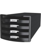 HAN Schubladenbox IMPULS - A4/C4, 4 offene Schubladen, schwarz
