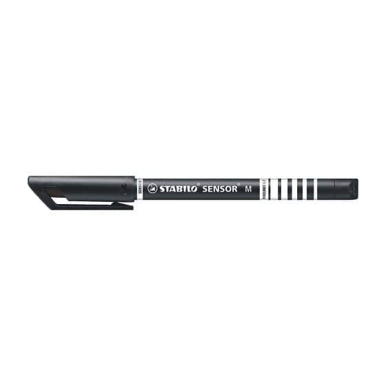 STABILO® Fineliner mit gefederter Spitze - SENSOR M - medium - Einzelstift - schwarz