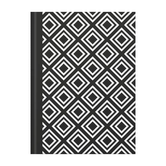 RNK Verlag Notizbuch black&white rhombus - A5, Pünktchenlineatur, 96 Blatt