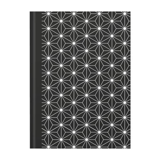 RNK Verlag Notizbuch black&white stars - A5, Pünktchenlineatur, 96 Blatt