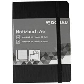 DONAU Notizbuch - A6, liniert, 192 Seiten, schwarz
