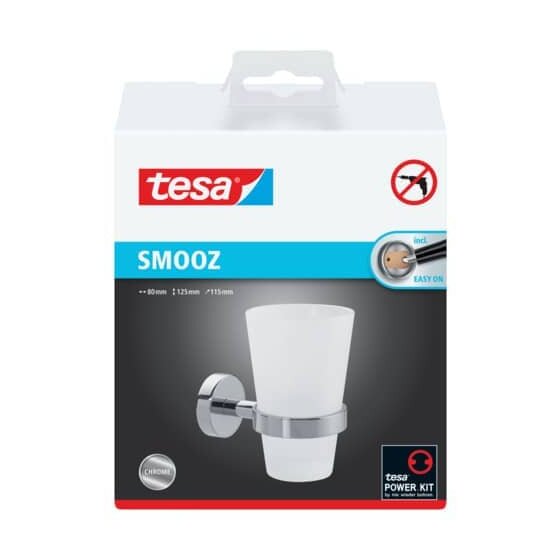 tesa® Zahnbecherhalter - Metall chrom/Glas satiniert
