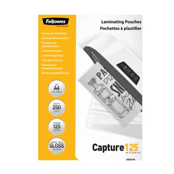Fellowes® Laminierfolie Value Pack Capture - A4, glänzend, 125 mym, 250 Stück