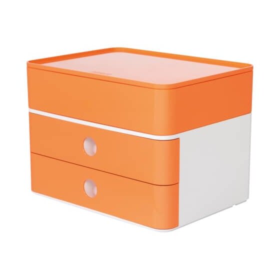 HAN SMART-BOX PLUS ALLISON Schubladenbox mit Utensilienbox - stapelbar, 2 Laden, snow white/apricot orange