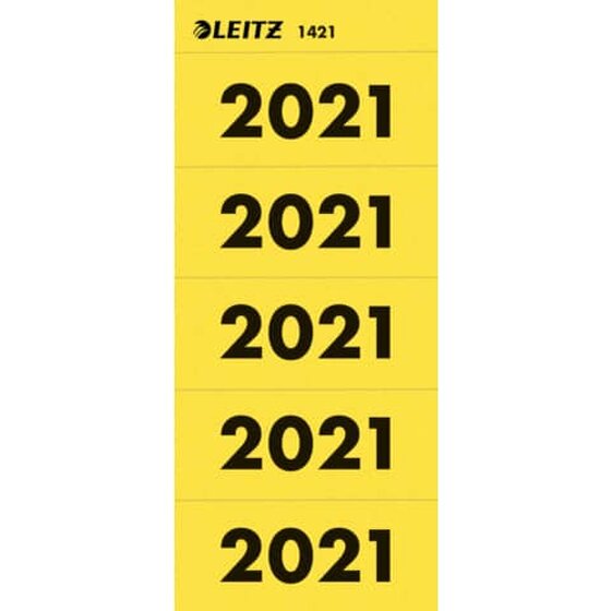 LEITZ 1421 Inhaltsschild 2021 - selbstklebend, 100 Stück, gelb