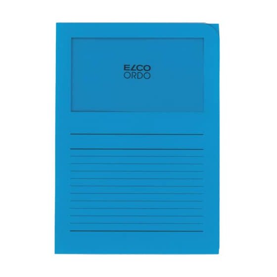 Elco Sichtmappen Ordo classico - blau, 120g, 10 Stück, Sichtfenster und Linien