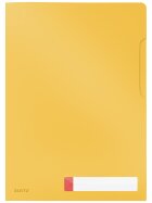 Privacy Sichthülle Cosy, A4, oben und seitlich geöffnet, gelb, mit Etikettenhalter, blickdichtes PP, 1 Packung = 3 Stück