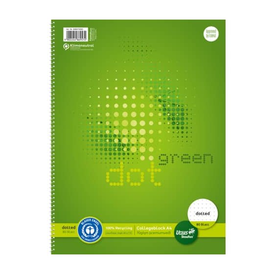 Staufen® green Collegeblock dotted - A4, 80 Blatt, 70 g/qm, gepunktet