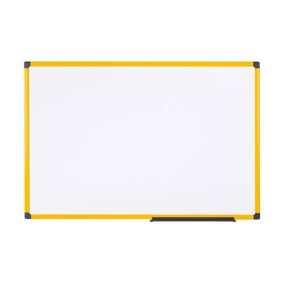 Bi-Office Whiteboard Ultrabrite - 90 x 60 cm, emailliert, gelber Aluminiumrahmen, weiß