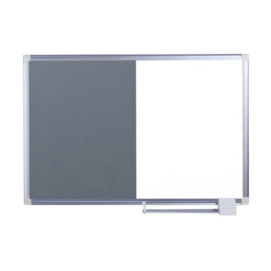 Bi-Office Kombitafel - 90 x 60 cm, Schreib- und Filztafel, grau/weiß