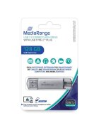 MediaRange USB Stick 3.0 - 128 GB, Kombo-Stick mit USB Type-C™ Stecker, silber