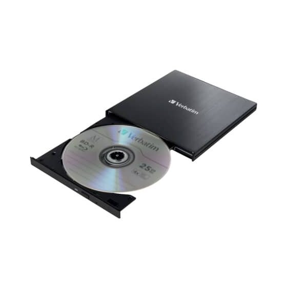 Verbatim External Slimline USB 3.0 Blu-ray und MDisc Brenner, externes Laufwerk, schnelle Datensicherung, mit Nero Burn & Archive