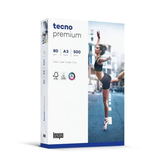Kopierpapier, Tecno Premium, DIN A3, 80g/qm, extraweiß, Packung à 500 Blatt