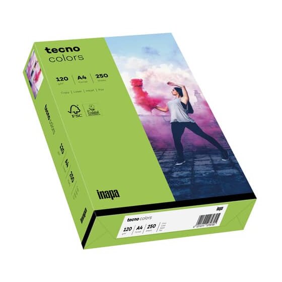 inapa Multifunktionspapier tecno® colors - A4, 120 g/qm, grün, 250 Blatt