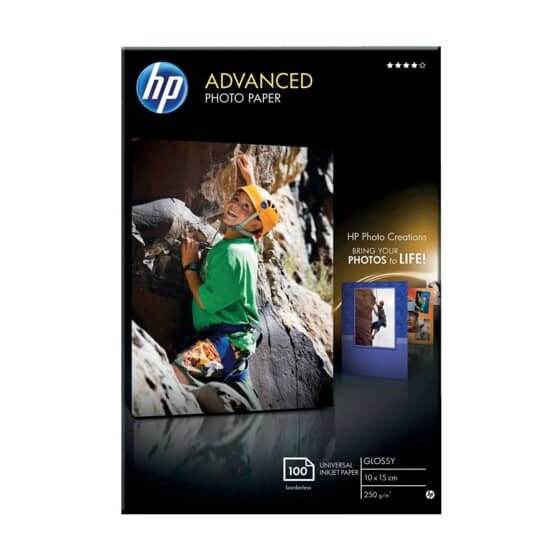 Hewlett Packard (HP) Advanced Fotopapier Inkjet - 10x15cm, glänzend, 250 g/qm, 100 Blatt
