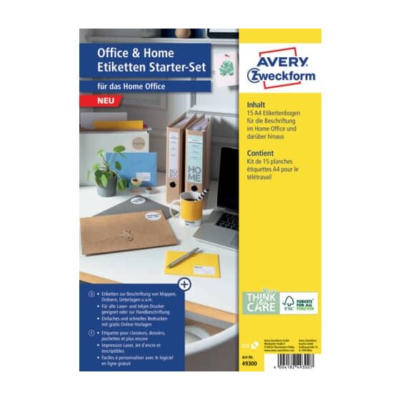 Avery Zweckform® 49300 Home Office Etiketten Starter-Set - 189 Etiketten, sortiert