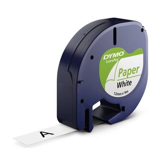 Dymo® Schriftbandkassetten Papier - 12 mm x 4 m, schwarz/weiß
