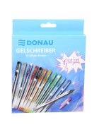 DONAU Gelschreiber - 12 Farben mit Glitter, Etui
