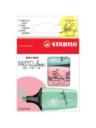 STABILO® Textmarker - BOSS MINI Pastellove - 3er Pack - zartes Türkis, rosiges Rouge, Hauch von Minzgrün