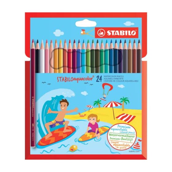 STABILO® Aquarell-Buntstift - aquacolor - 24er Pack - mit 24 verschiedenen Farben