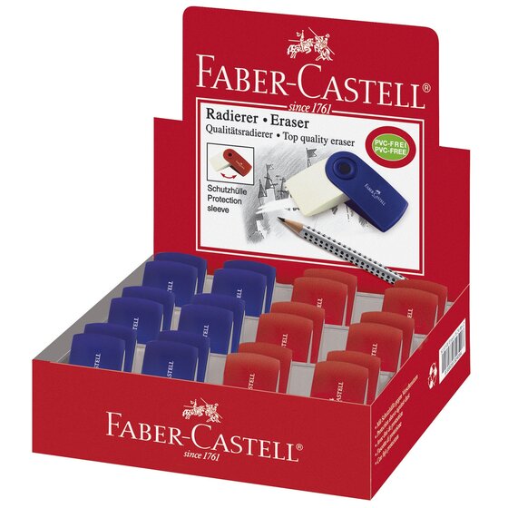 Faber-Castell Radierer SLEEVE mini, Farbe: brombeer / blau sortiert