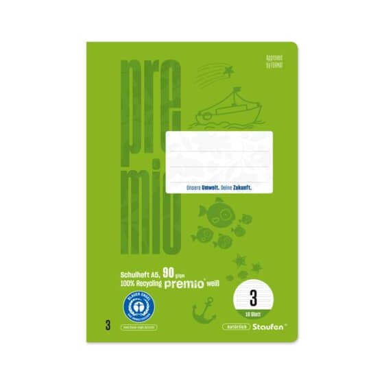 Staufen® green Heft - LIN3, A5, 16 Blatt, 90 g/qm, 14 Doppellinien