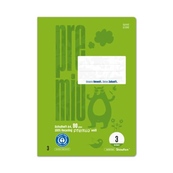 Staufen® green Heft - LIN3, A4, 16 Blatt, 90 g/qm, 21 Doppellinien