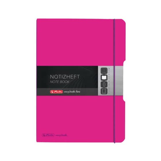 Herlitz Notizheft flex PP - A4, liniert/kariert, 2x 40 Blatt, pink