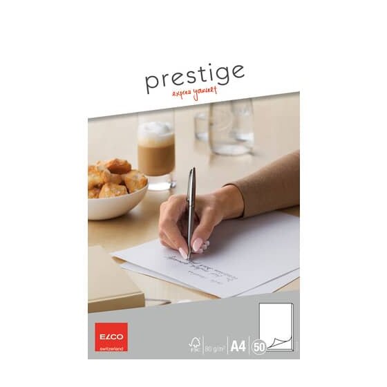 Elco Schreibblock Prestige - DIN A4, blanko, weiß, 50 Blatt