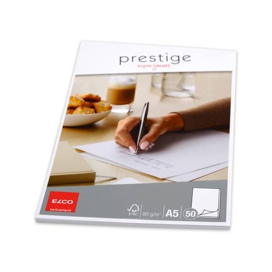 Elco Schreibblock Prestige - DIN A5, blanko, weiß, 50 Blatt