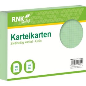RNK Verlag Karteikarten - DIN A5, kariert, grün, 100...