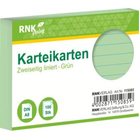 RNK Verlag Karteikarten - DIN A8, liniert, grün, 100...