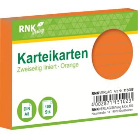 RNK Verlag Karteikarten - DIN A8, liniert, orange, 100...