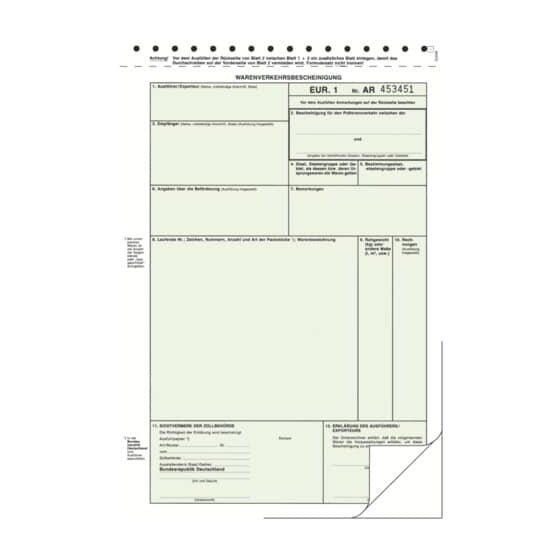 RNK Verlag Warenverkehrsbescheinigung EUR.1 - SD, 1 x 2 Blatt, DIN A4