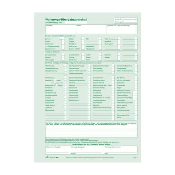 RNK Verlag Wohnungs-Übergabeprotokoll - SD, 1 x 3 Blatt, DIN A4
