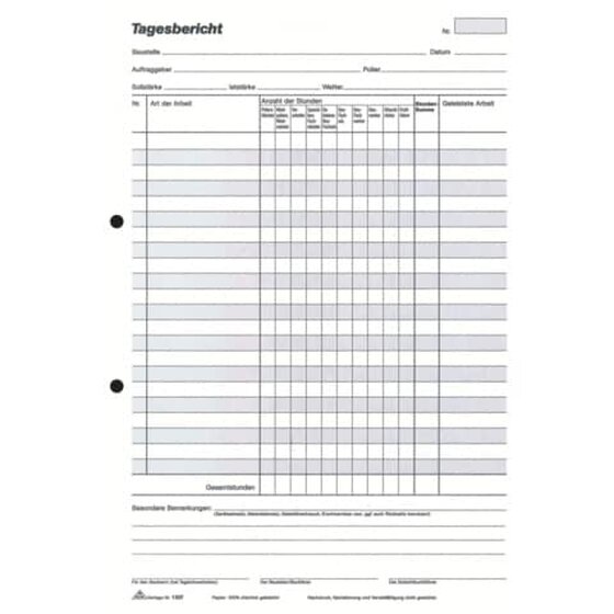RNK Verlag Bau-Tagesbericht - Block, 2 x 50 Blatt, DIN A4, mit Durchschreibepapier