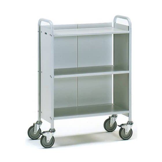fetra® Bürowagen - 3 Böden/2 Seitenwände/Rückwand - 720 x 350 mm, max. 150 kg, lichtgrau