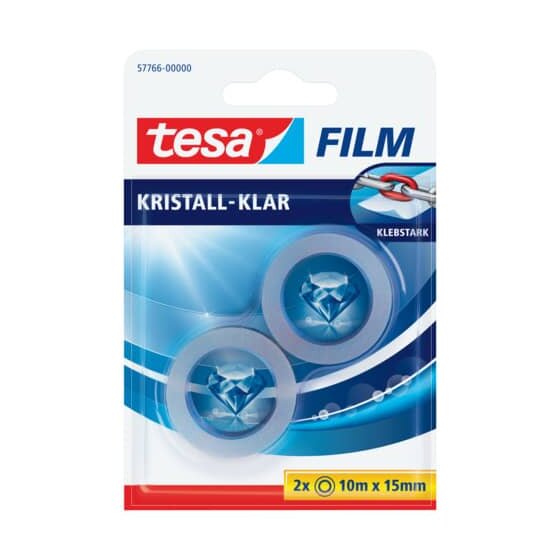 tesa® Klebefilm tesafilm® kristall-klar, Bandgröße (L x B): 10 m x 15 mm, 2 Rollen