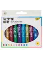Folia Glitterglue - 10 Metallic-Farben sortiert, 10 Stück à 9,5 ml
