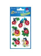 Avery Zweckform® Z-Design 53281, Deko Sticker, Marienkäfer, 2 Bogen/12 Sticker