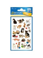 Avery Zweckform® Z-Design 53487, Kinder Sticker, Katzen, Hunde, 3 Bogen/63 Sticker