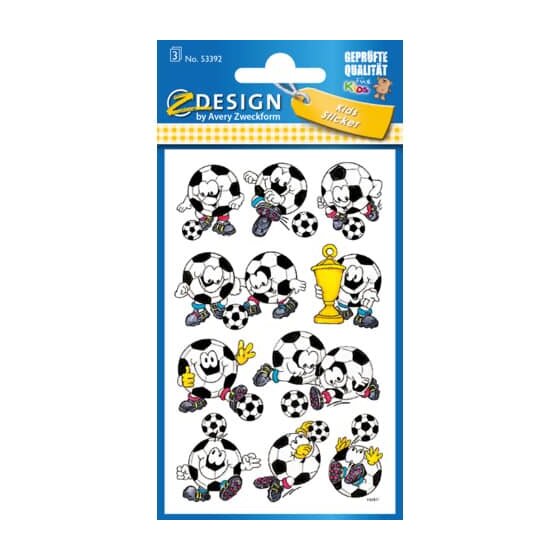 Avery Zweckform® Z-Design 53392, Kinder Sticker, Fußbälle, 3 Bogen/30 Sticker