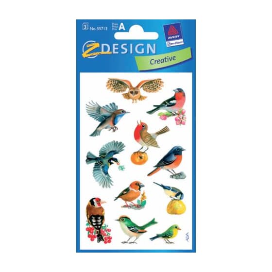 Avery Zweckform® Z-Design 55713, Deko Sticker, Vögel, 3 Bogen/33 Sticker
