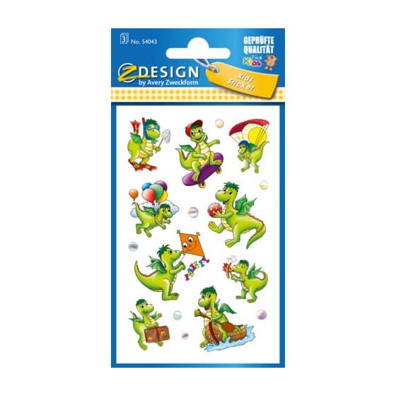 Avery Zweckform® Z-Design 54043, Kinder Sticker, Drachen, 3 Bogen/27 Sticker