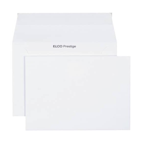 Elco Briefumschlag Prestige - B6, 25 Stück, hochweiß, haftklebend, ohne Fenster