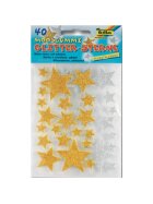 Folia Moosgummi Glitter Sticker - 40 Sterne sortiert, selbstklebend