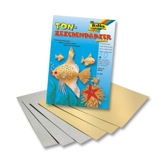 Folia Tonpapier - A4, gold und silber, Pack mit 10 Blatt