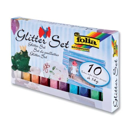 Folia Glitterset - 10 Farben sortiert, 10 Stück à 14g