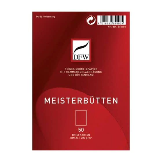 DFW Briefkarte Meisterbütten - A6 hoch, 50 Stück