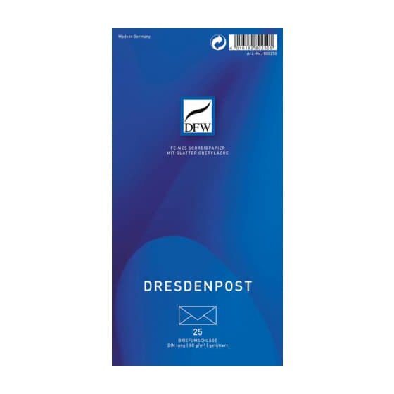 DFW Briefumschlag DresdenPost - DIN lang, gefüttert, 80 g/qm, 25 Stück